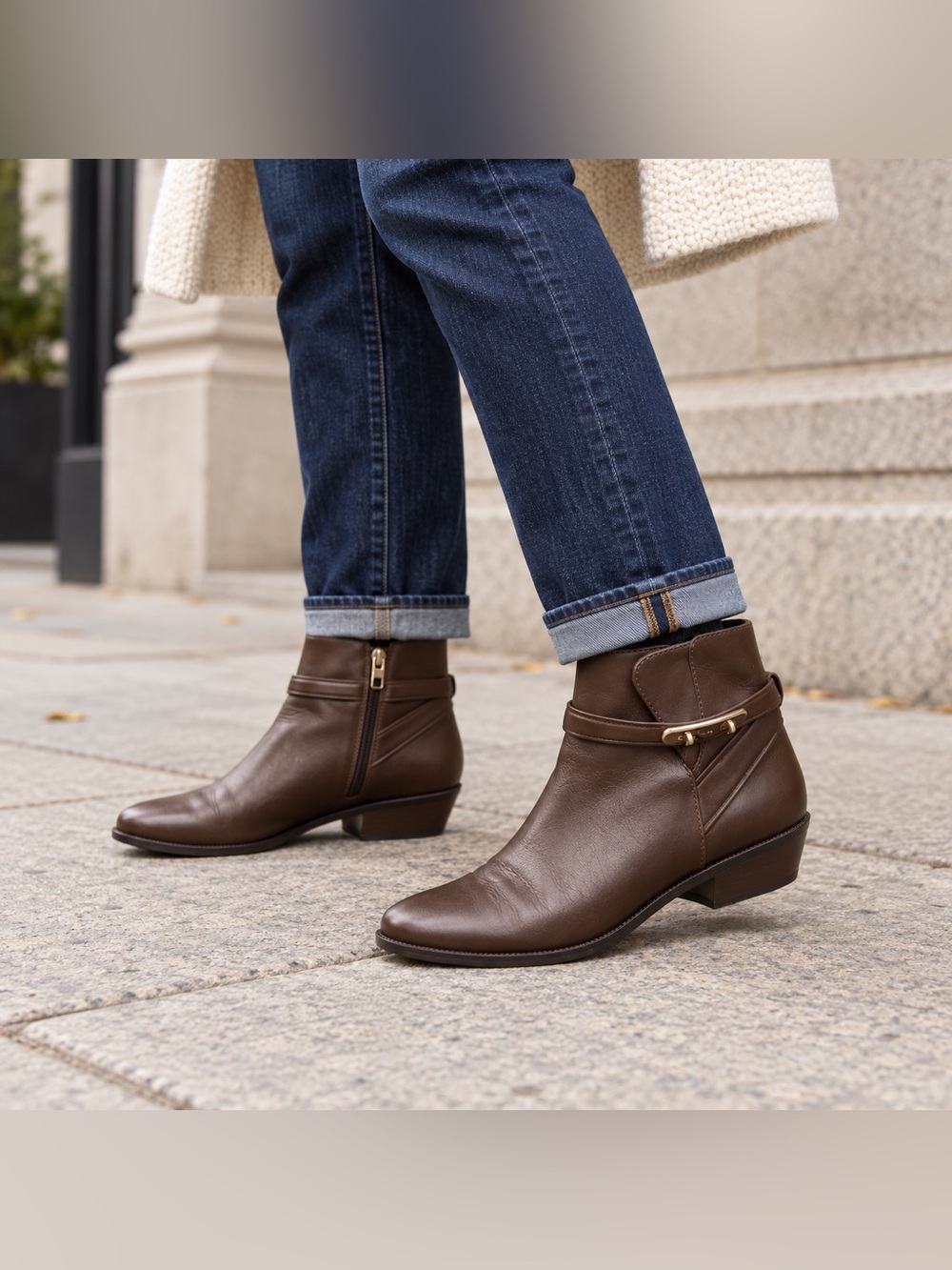 Coach Brown Leather Turnlock Buckle Ankle Boots Size 7.5 B